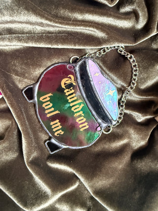 Cauldron Boil Me” Stained Glass Suncatcher