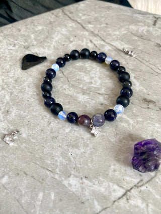 Night Court Gemstone Bracelet: Silver Star