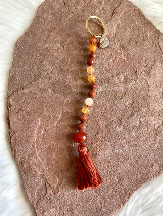 Sacral Chakra Keychain with Goldstone & Fire Agate